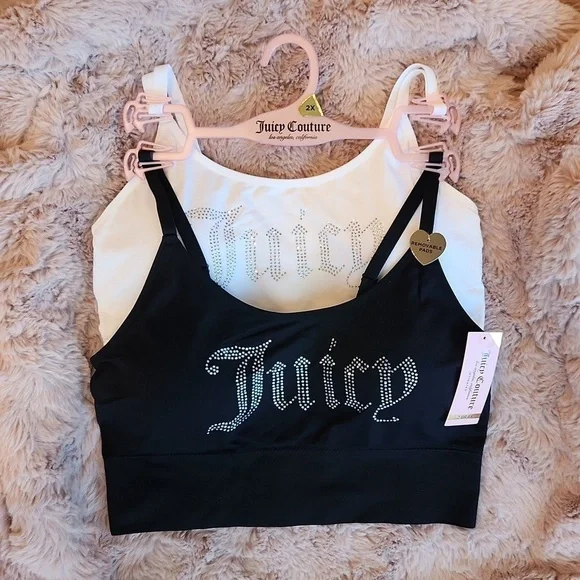 Juicy Couture Intimates Rhinestone Bra, 2 Pack, Black and White, New With Tags - Picture 2 of 9